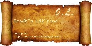 Orsós Lőrinc névjegykártya